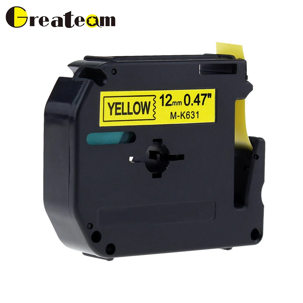 Greateam 1 шт. MK631 совместимая лента Brother M M631 MK 631 M-K631 черная на желтой этикетке для PT-80