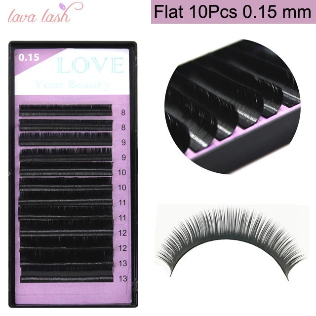 

Free Shipping 10 trays per lot 0.15mm Korea Ellipse Cashmere Flat Eyelash Extensions False Individual Eyelashes