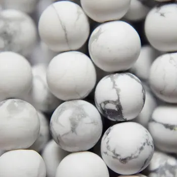 

Genuine Matte White Howlite Beads - Round 8 mm Gemstone Beads - Full Strand 15 1/2", 47 beads, AA-Quality