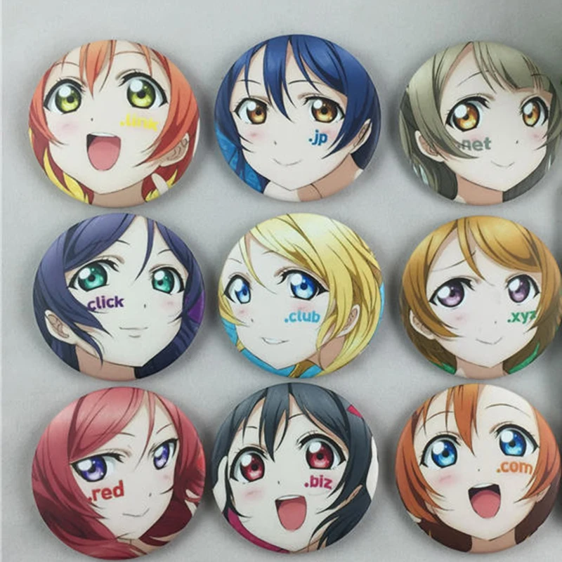 

9pcs/set Anime Badge Love live Lovelive Minami Kotori Ayase Eli Sonoda Nozomi Brooch Badge More Styles Badge Kawai Animation