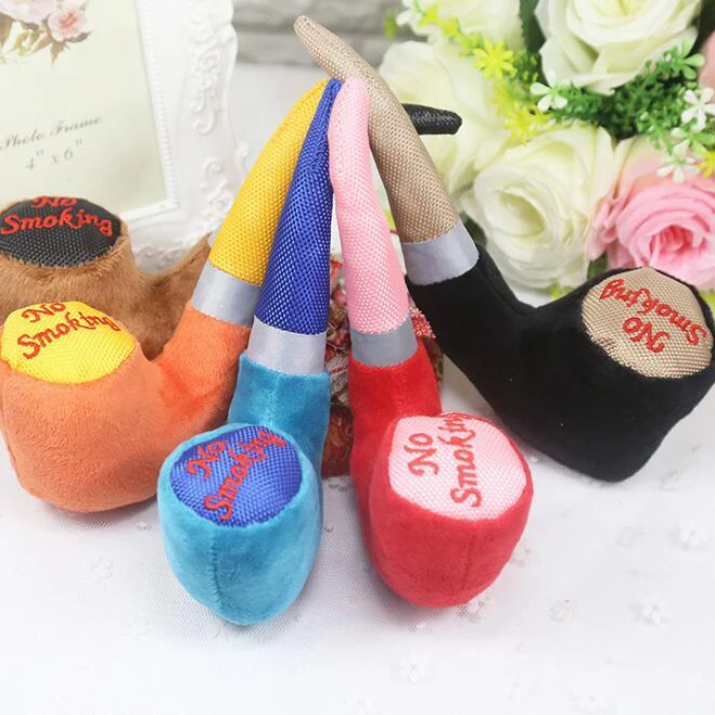 BSTAOFY Dropshipping 20cm Lovely Pipe Plush Toys For Dogs BB Sound