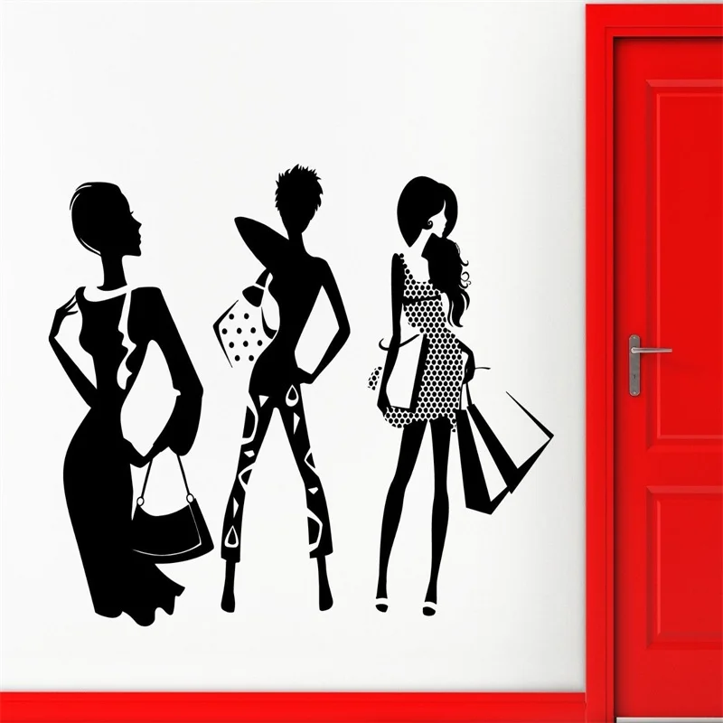 

Wall Sticker Vinyl Decal Lifestyle Shopping Fashion Girls Silhouette