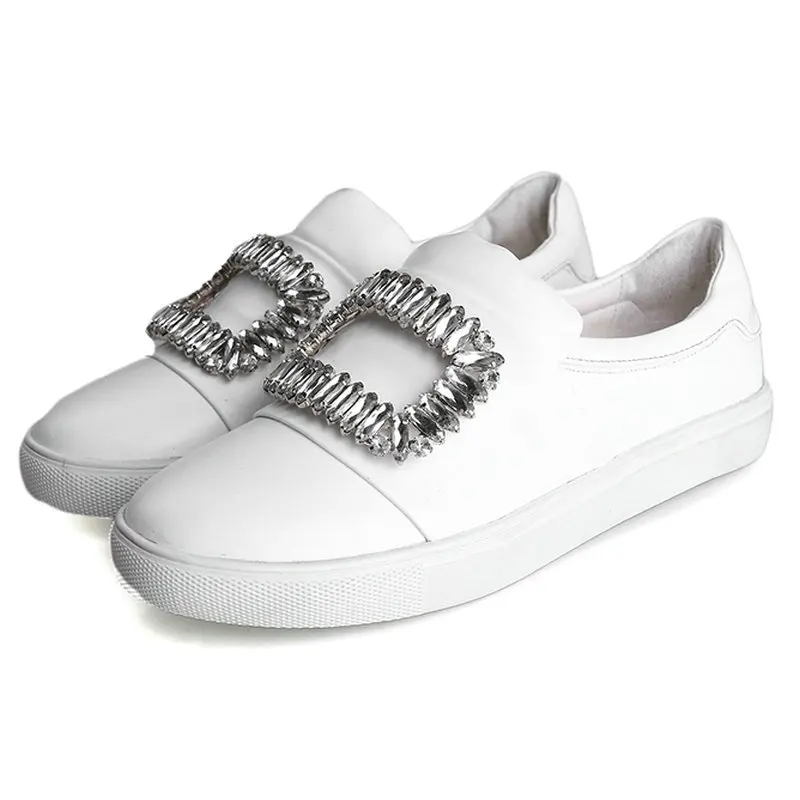 

AIWEIYi Womens Fashion Flats Shoes Spring Autumn Rhinestone Women Loafer Shoes Genuine Leather Slip on Casual Shoes Woman