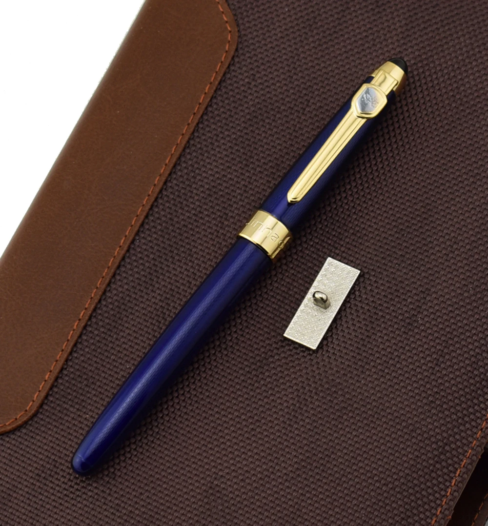 Clássico de Metal Azul em Relevo Caneta de Tinta para Pós-graduação Jinhao Nobre Belas Nib Fountain Pen Gold Trim 0.5 Milímetros - Negócio Escritório 165 18kgp 10 Gold Trim 0.5 milímetros Caneta de Tinta