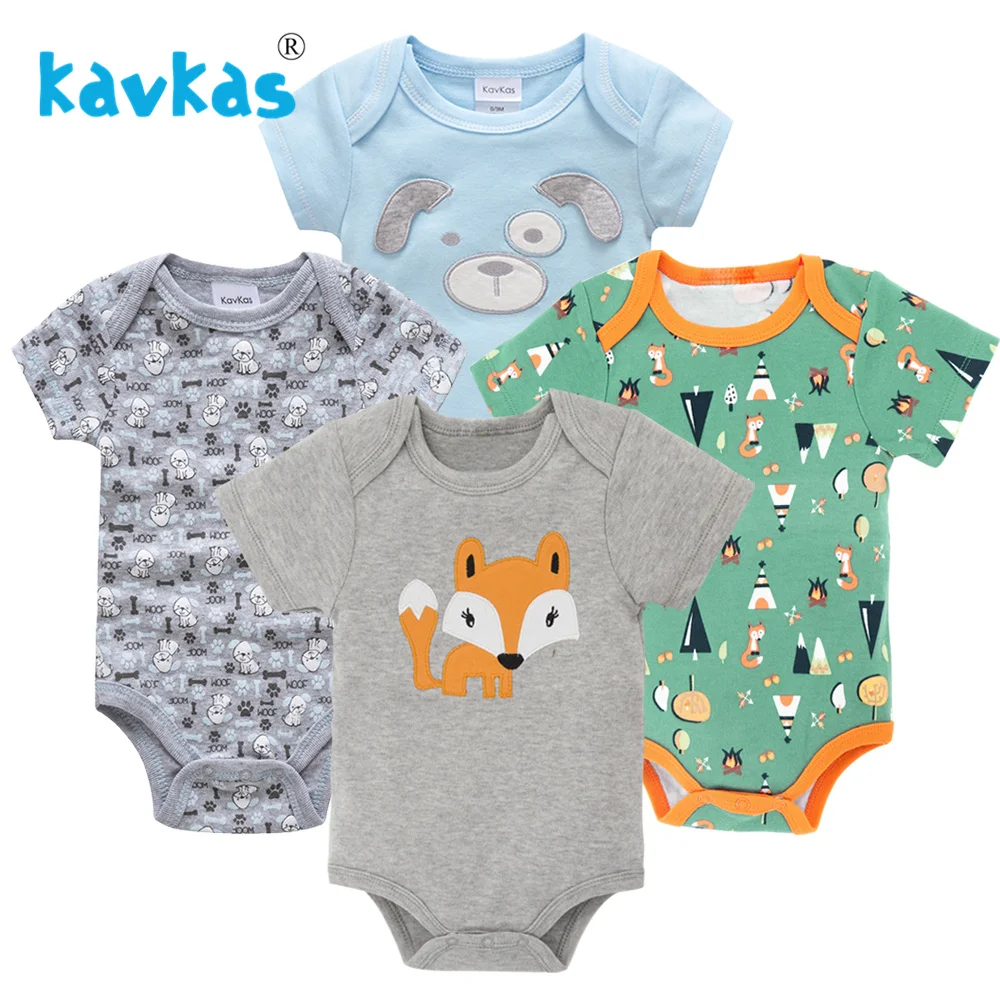 Kavkas Baby Sleepwear 4pcs/Set Short Sleeve Newborn Baby Boy Pajamas Infantile Baby Boy Clothing