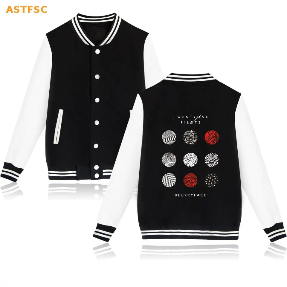New Fashion Design Mens Pink Jacket 4XL Twenty One Pilots Print Bomber Jacket Men Skateboard Hipster