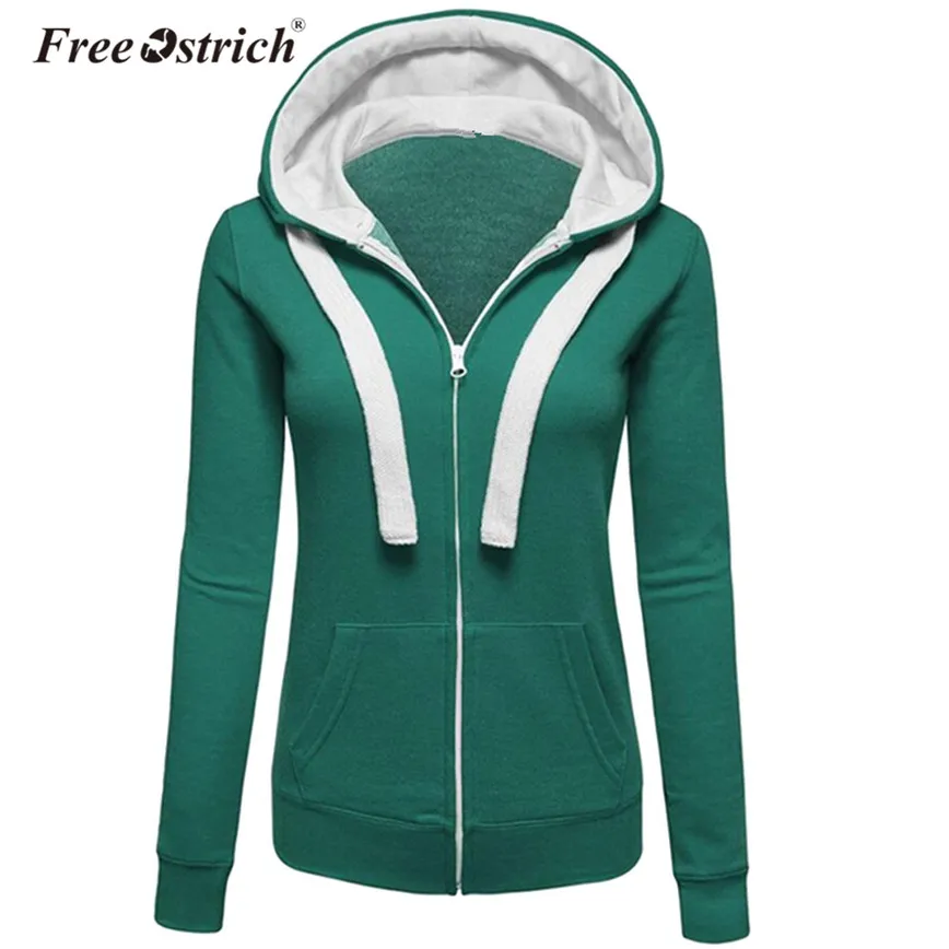  Free Ostrich Hoodies Warm Winter Sweatshirt Women Pocket Zipper Long Sleeve Slim Plus Size harajuku