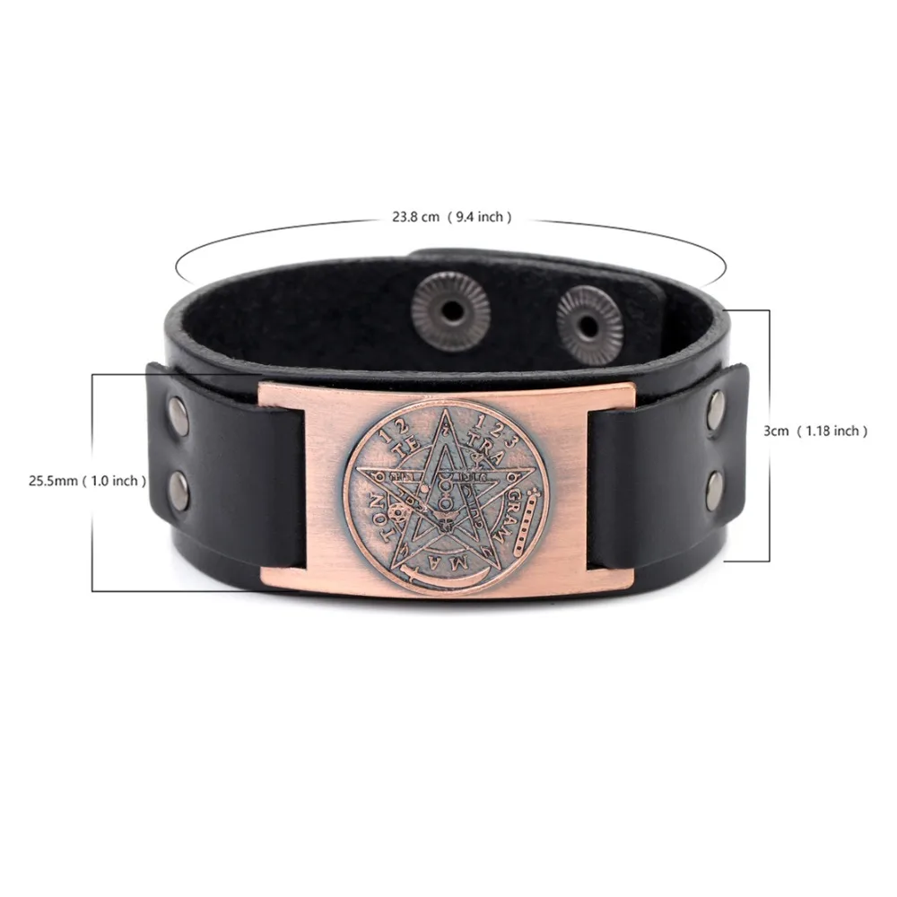 Leather Braided Bracelet Leather Bracelet My shape Tetragrammaton Pentacle Pentagram Leather Bracelet Bangles Men Gift Amulet Wiccan Talisman Pendants Vintage Jewelry