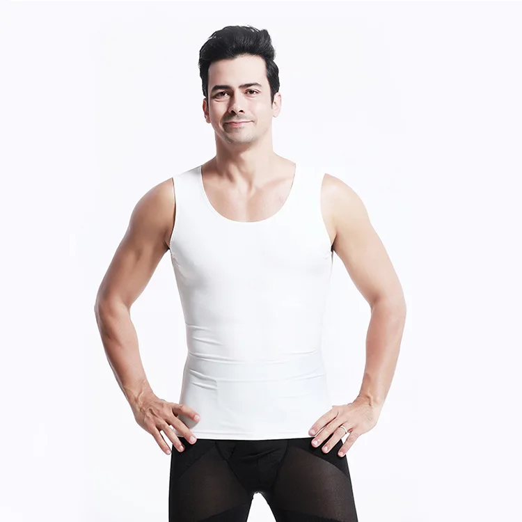 New Arrivals Men Flat Belly Shaper Waist Wide Shoulder Strap Body Sculpting Vest Tank Top
