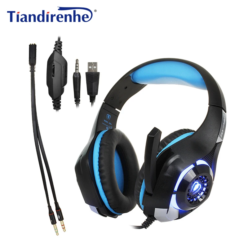 New GM1 PS4 Headset Bass Gaming Headphones LED Light Game Earphones with Mic for PC Mobile Phone Xbox One Computer Laptop | Электроника