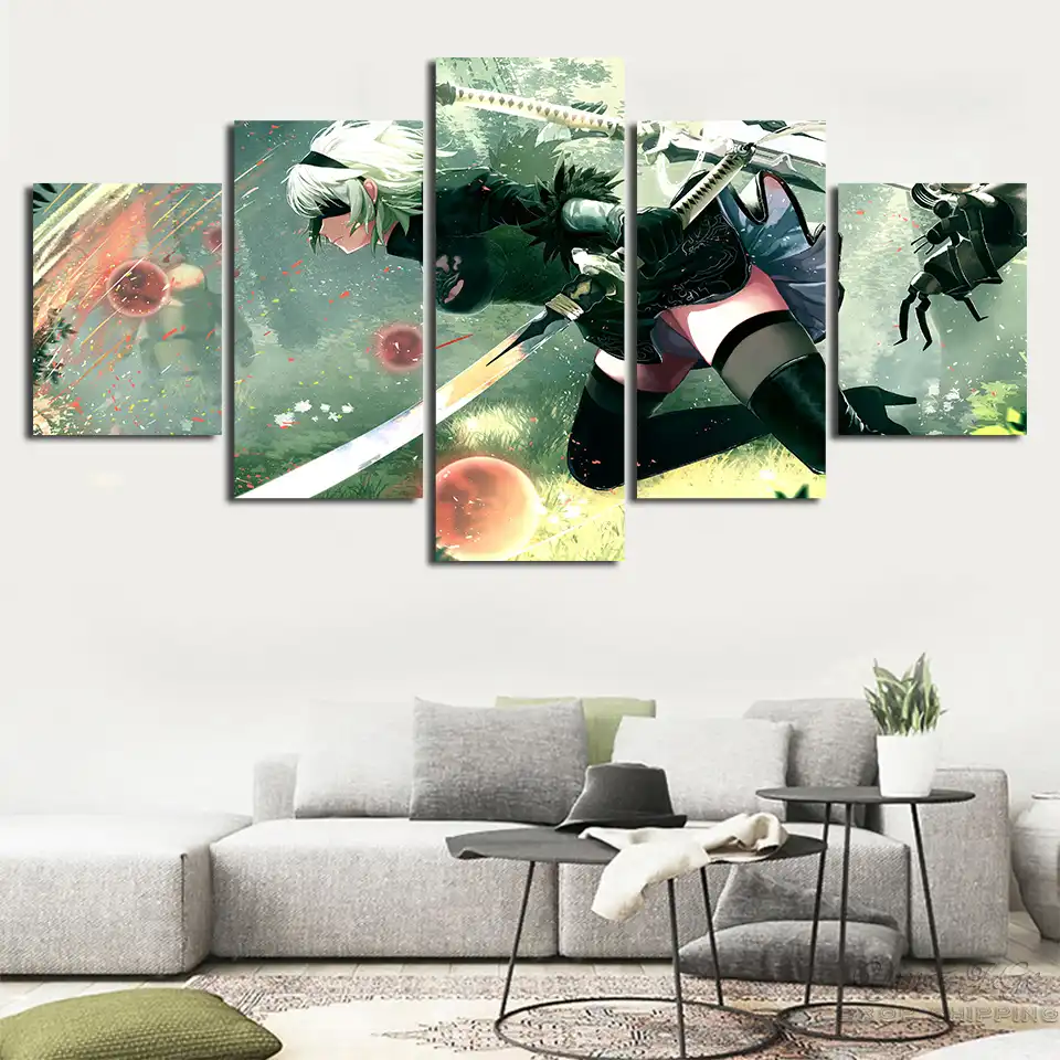 Nier Automata 2b Modular Picture Home Decor 5 Pieces Nier Automata 2b Modular Picture