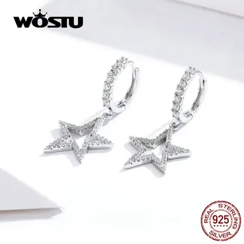 

WOSTU Dazzling Stars Dangle Earrings 925 Sterling Silver Zircon Crystal Drop Earrings For Women Wedding Luxury Jewelry FIE593