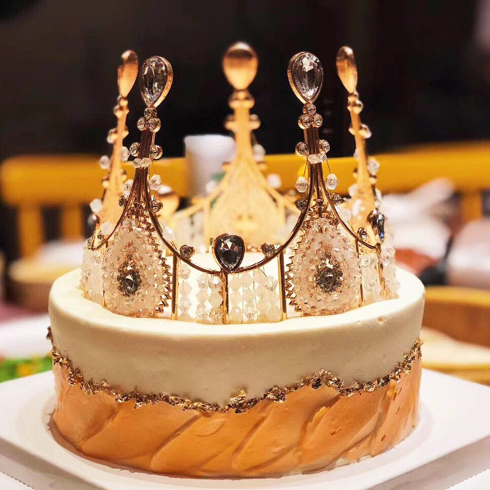 

Crystal Diamonds Pearl Crown Cake Toppers Wedding Christening Baptism Birthday Cake Decorating Tools Cake Decoration Supplies