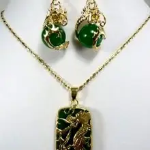 Настоящие с зелёными камнями кулон с драконом серьги ожерелье наборы кварцевые тонкие покрытые Свадебные широкие часы крылья королева