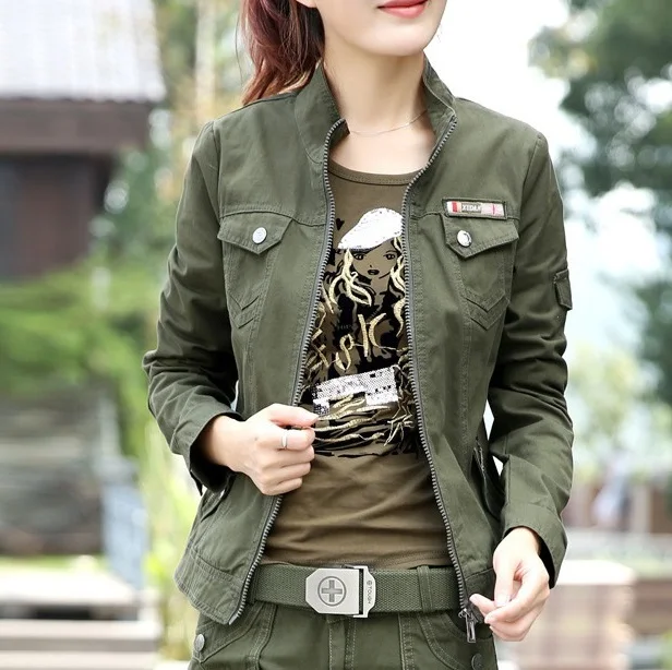 

2019 spring street casual short design handsome Camouflage outerwear female zipper tooling long-sleeve top Jackets