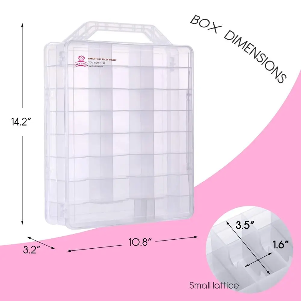 Makartt Gel Nail Polish Organizer Holder for 60 Bottles with Large Separate  Compartment Universal Clear Nail Storage Travel Case