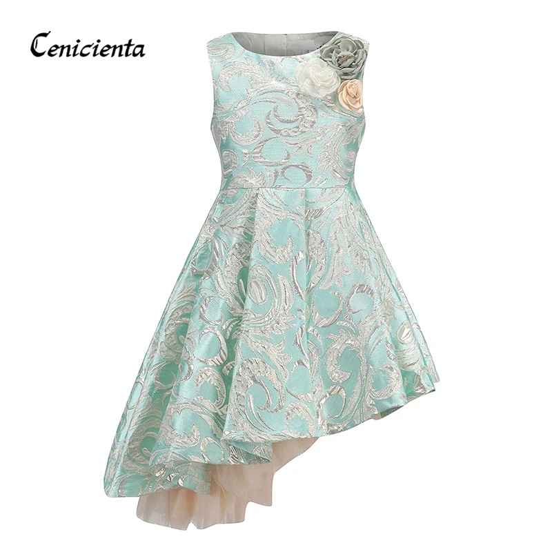 

Cinderella Girls Dress Elegant Asymmetry Flower Appliques Cute Style Winter&Autumn Princess Dress for Baby Girl Clothes 4-12Y