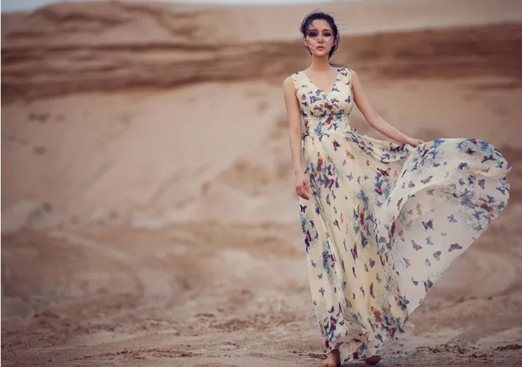 MSSNNG Sexy Women Summer Dress Maxi Long Chiffon Beach Dresses Loose Casual Butterfly Printed Dress Slim Brand Vestidos PlusSize XXXL (11)