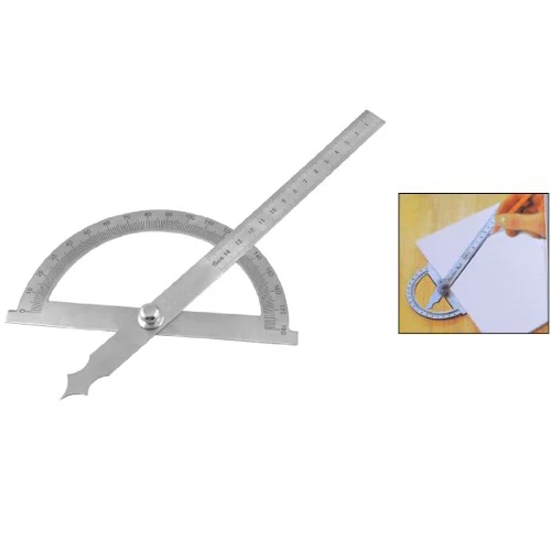 

BLEL Hot Gray StaInless Steel Rotating 180 Degree Mesurement Protractor Metric 15cm Ruler