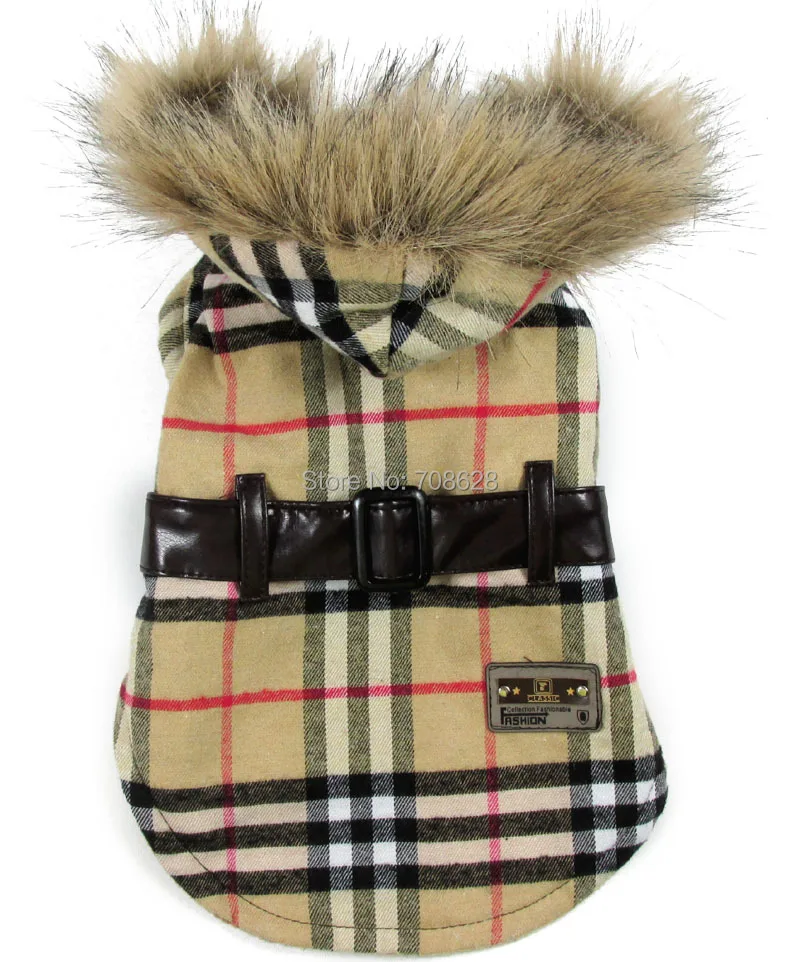 Yellow/Red Plaid Waist Coats For Pet Dog Winter
