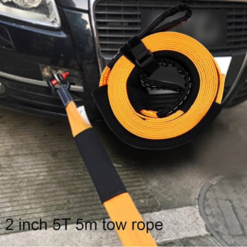 VODOOL 5 m 5 طن الثقيلة سيارة الطريق الانتعاش سحب حزام سحب الحبال مع 2 Tow شناكل اكسسوارات السيارات التصميم سيارة سحب الحبال
