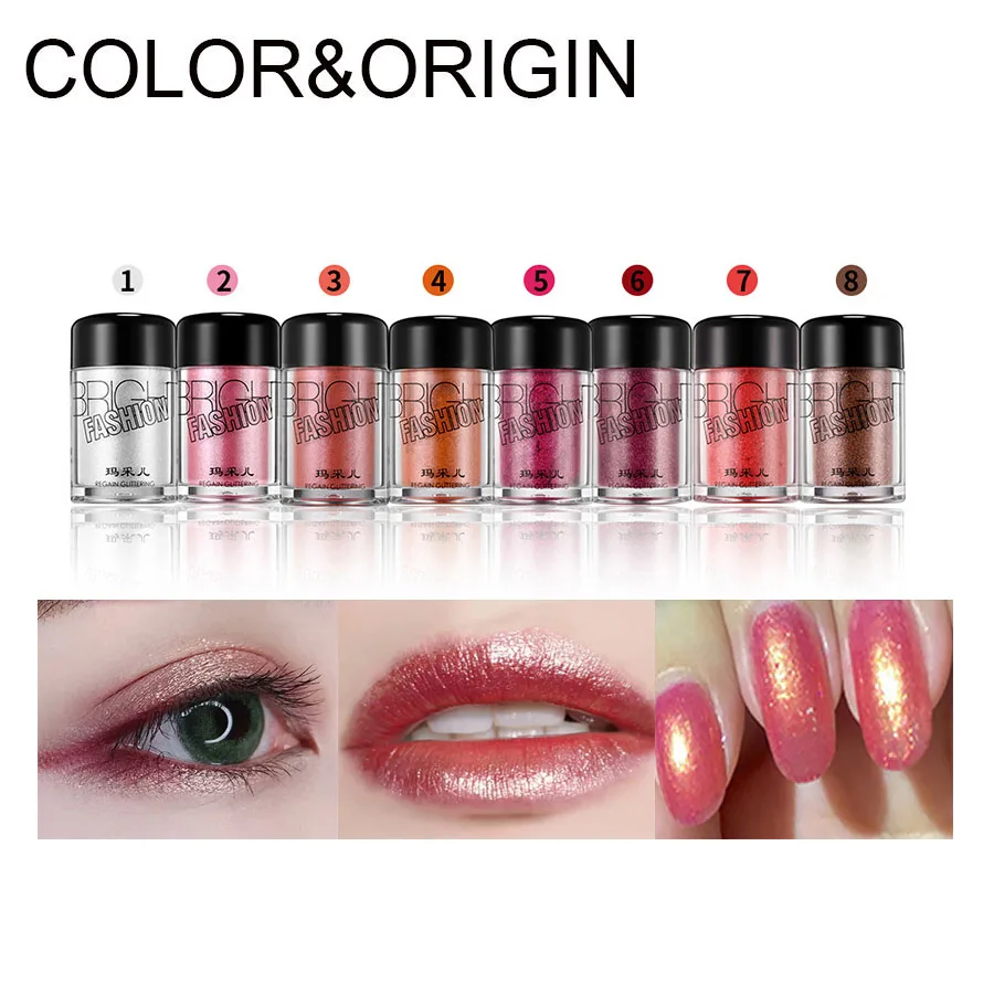 

8 Colors Eye Glitter Loose Powder Professional Diamond Lips Nail Makeup Powder Sparkling Luxurious Eye Shimmer Pigment