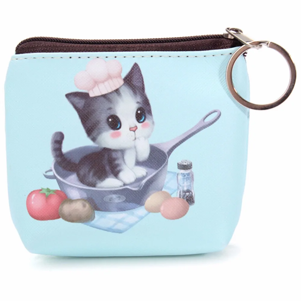 

6 Style Women Coin Purses Lovely Dog Cat Face Cute Girl Animal Mini Bag Key Ring Case Zipper Wallet Pouch Change Purse 1PCS