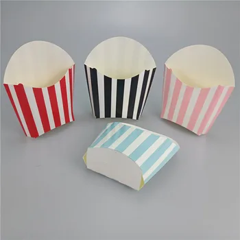 

12pcs/lot 5 colors stripe paper box French fries box Party Supplies For kids Happy Birthday Wedding Party Baby Shower Supplies