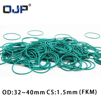 

5PCS/lot Rubber Ring Green FKM O rings Seal 1.5mm Thickness OD32/33/34/35/36/37/38/39/40mm ORing Seal Oil Gasket Fuel Washer