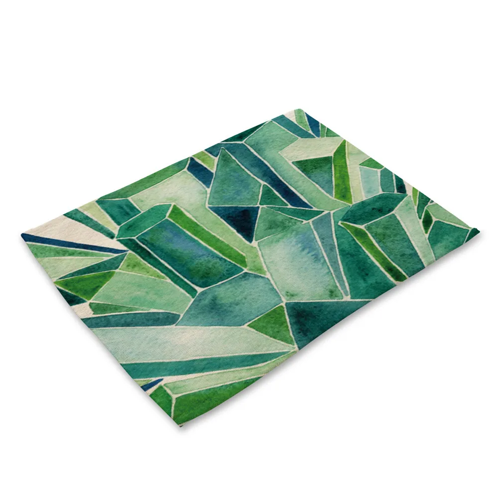 Custom Tropical Plant Kitchen Table Mats Cotton Linen Table Napkin Banana Leaf Pattern Decorative Placemats