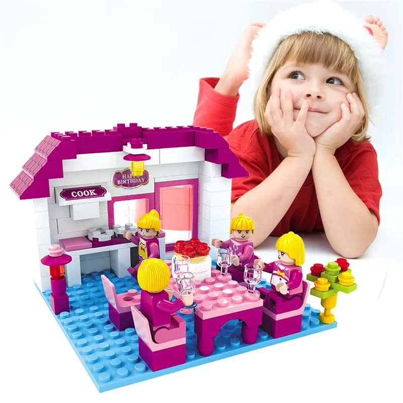 J528 Happy House Building Block Sets 148pcs Enlighten Child Educational Construction Bricks Toys Kids Gift
