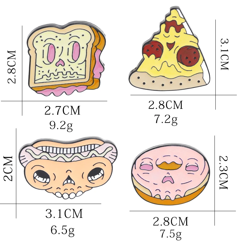 Камни-нашивки булавки броши bewilder хлеб Нагрудный значок Эмаль лица брошь в виде торта блюдца пиццы брошь Рюкзак Кнопка девушка