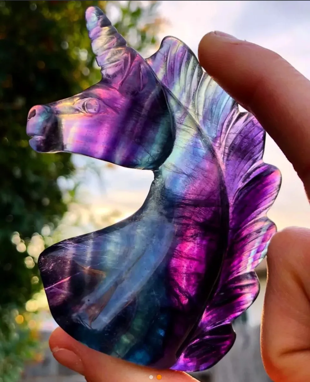 Goedkoop AAAA Natuurlijke gem crystal animal fluoriet crystal carving, eenhoorn standbeeld decoratie