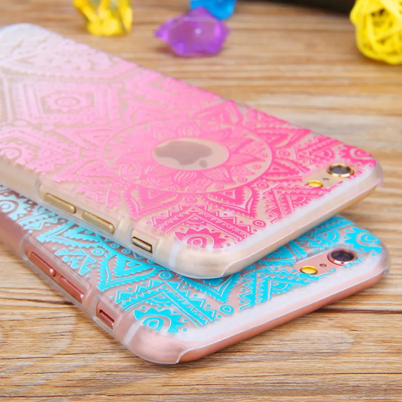 

Luxury Mandala Flower Patterned Slim Phone Case for iphone 8 7 6 S 6S Plus Soft TPU Silicone Clear Back Cover For iphone 5 5S SE