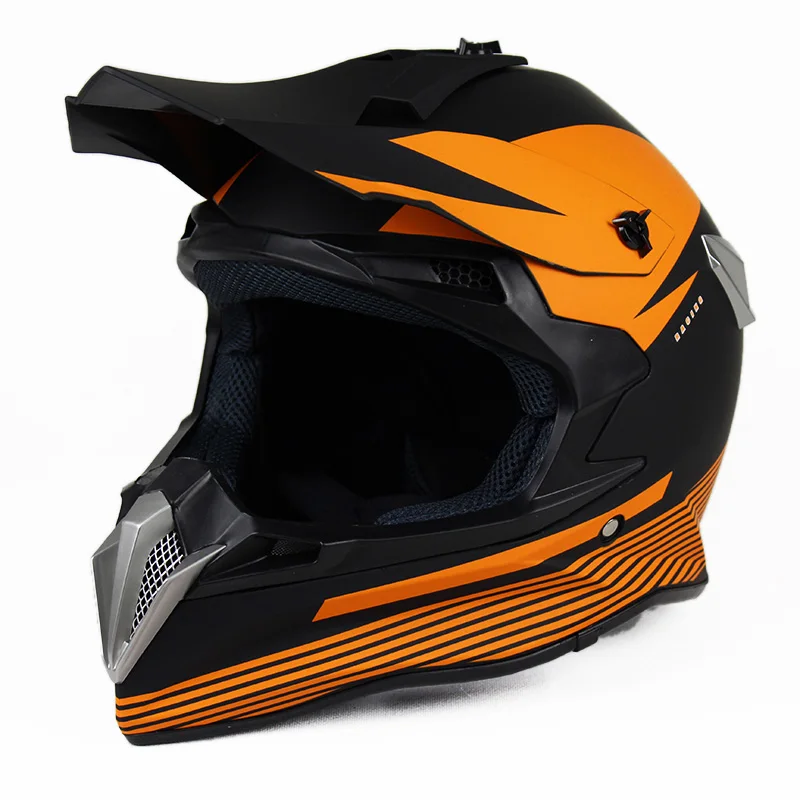 Профессиональный шлем для мотокросса внедорожные мотоциклетные шлемы DOT approved dirt bike head gear orange Casco de motos - Цвет: matte black