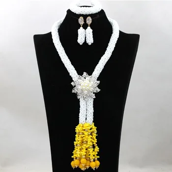 

Fashion White Crystal African Costume Bridal Necklace Set Indian Handmade Wedding Party Gift Bracelet Set Free Shipping QW207