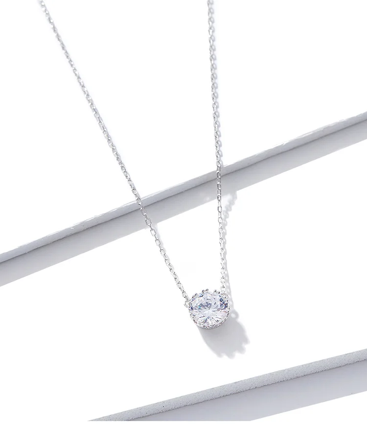 Bamoer, простое минималистичное короткое ожерелье для женщин, 925 пробы, серебро, прозрачный кубический циркон, цепочка, ожерелье, s, свадебные украшения, BSN085