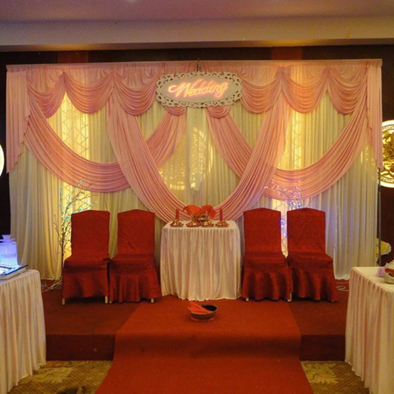 결혼식 장식 결혼식을위한 배경 3 m x 6 m 이벤트 파티 장식 핑크색의 결혼식 용 커튼 커튼