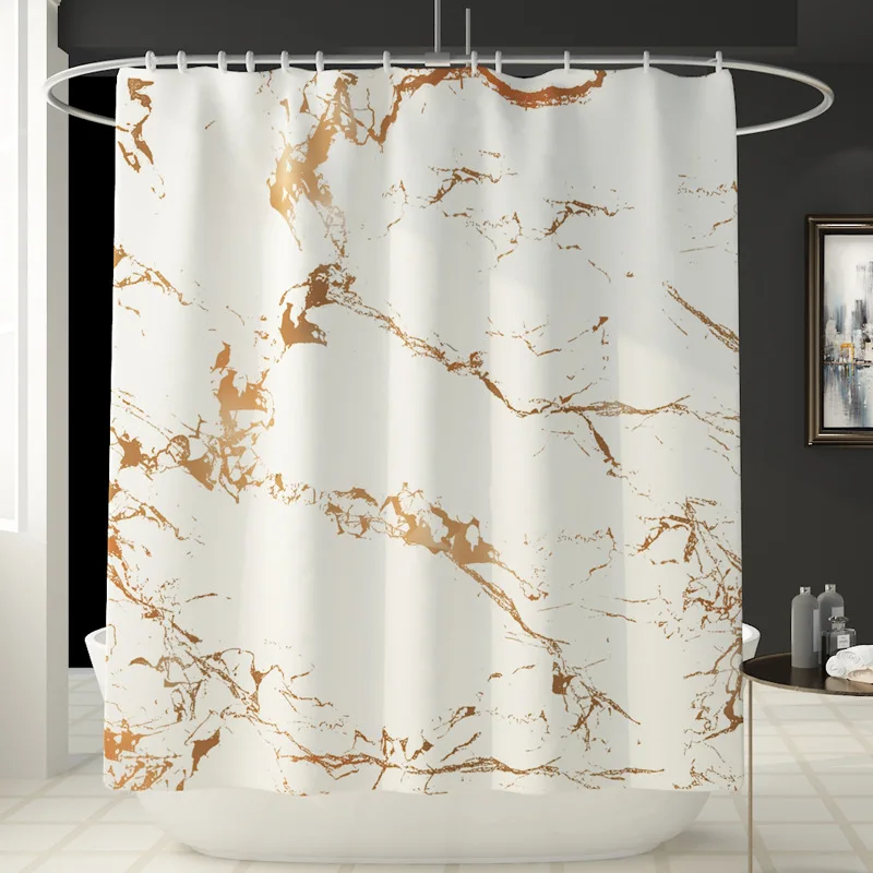Preise Marmor Druck Dusche Vorhang 4 Stück Teppich Abdeckung Wc Abdeckung Bad Matte Pad Set Bad Vorhang mit 12 Haken