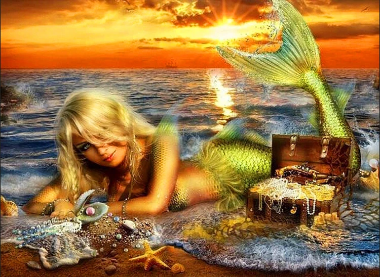 

Handmade needlework diy diamond painting kit embroidery people full rhinestone cross stitch Mermaid