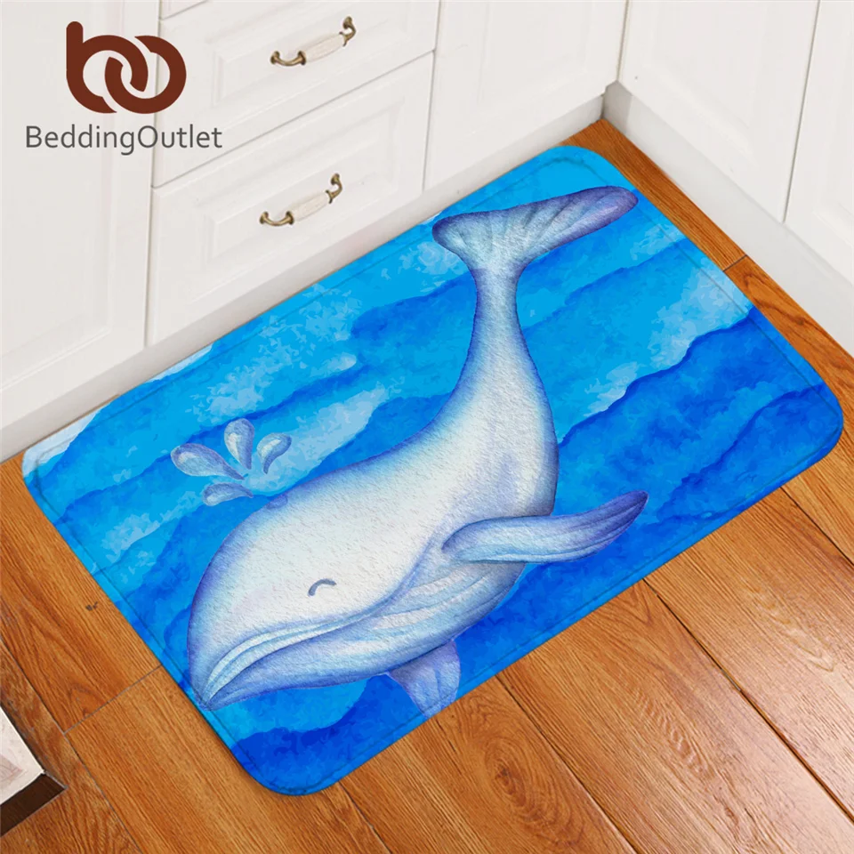 BeddingOutlet коврик в форме Кита белого и голубого цвета в рыбы коврик акварель животного мягкий коврик океан морская коврик для детей Спальня 50x80 см