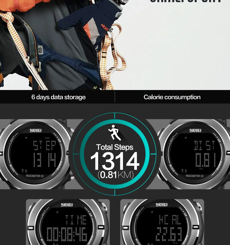 SKMEI новые мужские военные спортивные часы Шагомер калорий Водонепроницаемый цифровые часы Мода Электронные Наручные часы Reloj Hombre