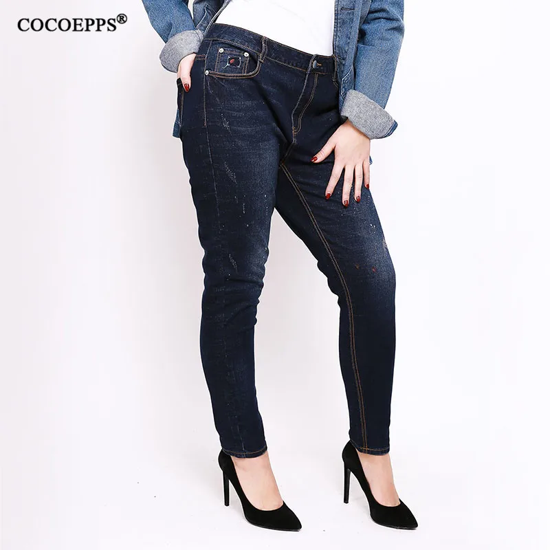 2018 Spring high waist elastic band jeans for women large size Trousers Autumn Skinny Demin