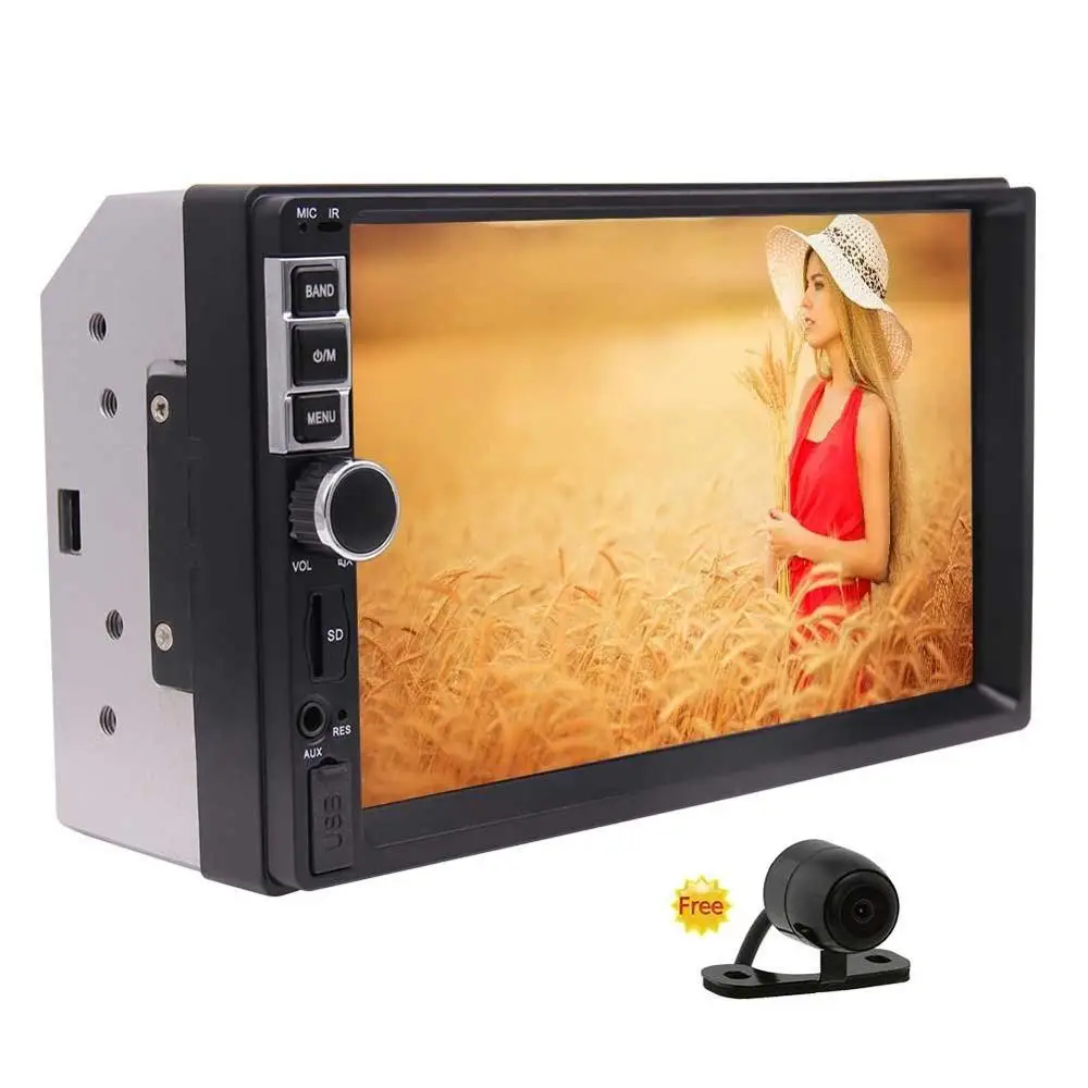 

Eincar Car Radio 7'' Double Din 2 din Car Video MP5 Player Support Bluetooth/AV In/FM Radio/USB/TF/Cam-In/SWC + Free Rear Camera