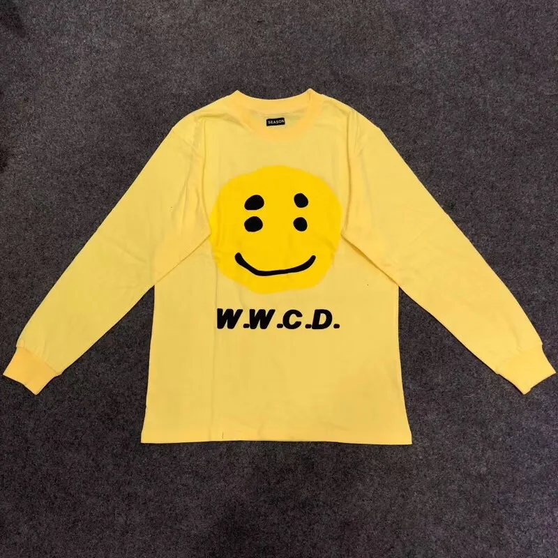 ASAP ROCKY Smiley Face футболки летний Стиль Синий Зеленый Желтый CPFM w. C. D футболка серый черный 3D смайлик топ футболки