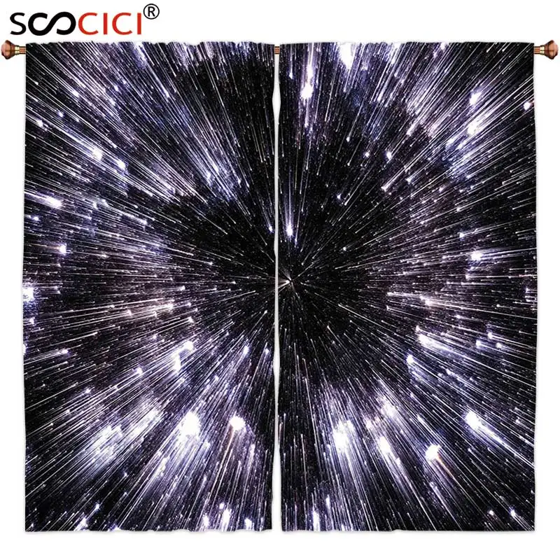 

Window Curtains Treatments 2 Panels,Galaxy Speed of Life Space Travel Themed Fantastic Galaxy Wars Universe Science Fiction