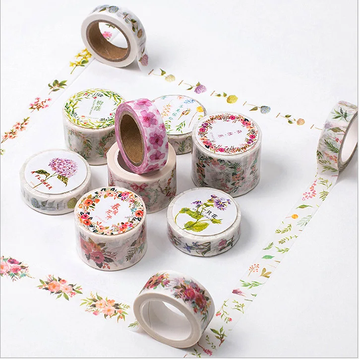 

12 Styles Flower Edges Washi Tape Paper Cute Floral Printed Adhesive Tape DIY Decorative Border Scrapbooking Masking Tape