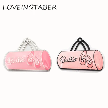 

Newest 46mm*34mm 10pcs /lot Full Enamel Pink Ballet Bags Pendant For Kids Neckalce Making