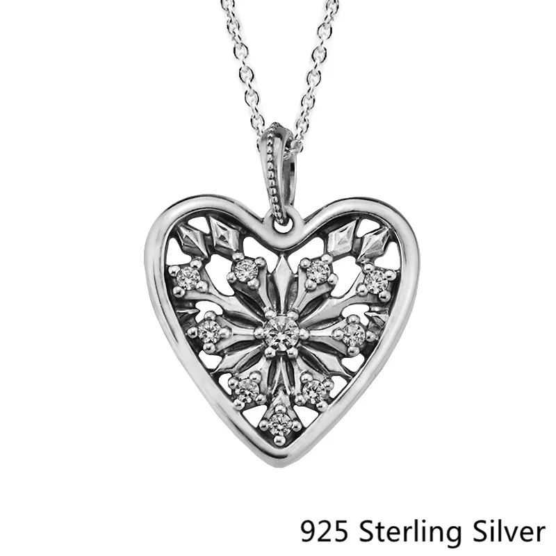 

CKK 925 Sterling Silver Heart of Winter Necklace Pendants For Women Original Fashion Making Anniversary Gift