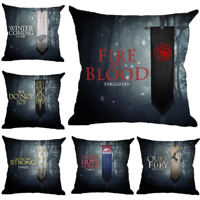 

Cushion Cover Game of Thrones Linen Throw Pillows Cover Car Sofa Home Decorative Pillowcase decorativos cojines coussin 45x45cm